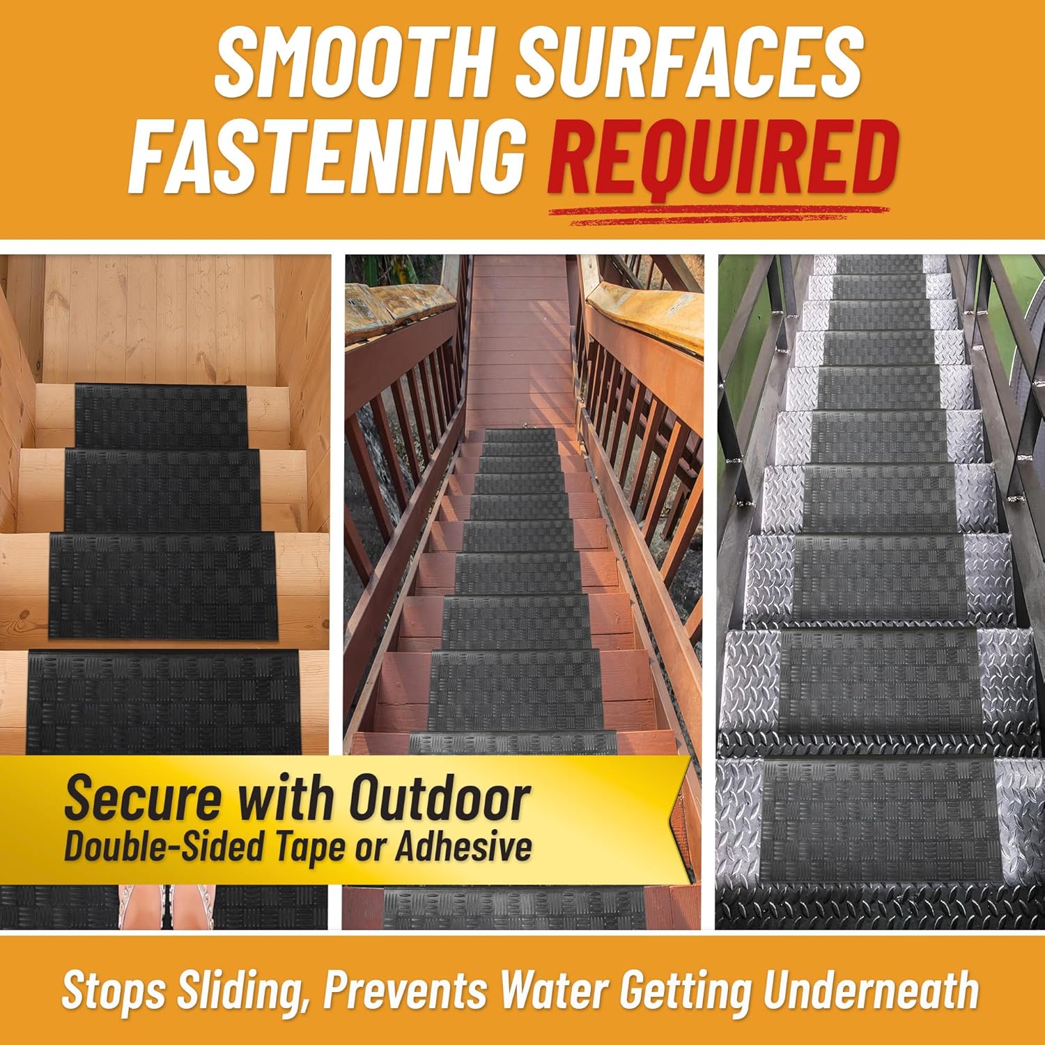 Sweet Home Stores Rubber Collection Rubber Collection Non-Slip Bullnose Design Stair Treads, 10" X 30", 5 Pack, Black