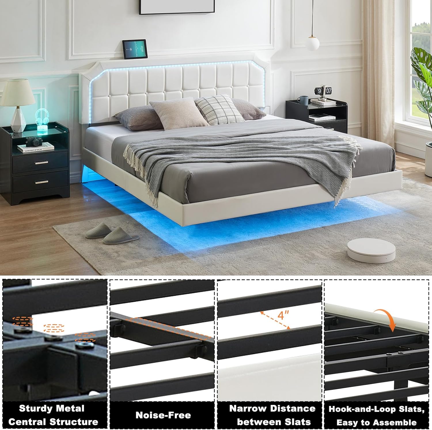 GAOMON Bed Frame Sturdy Metal Central Structure and Slats
