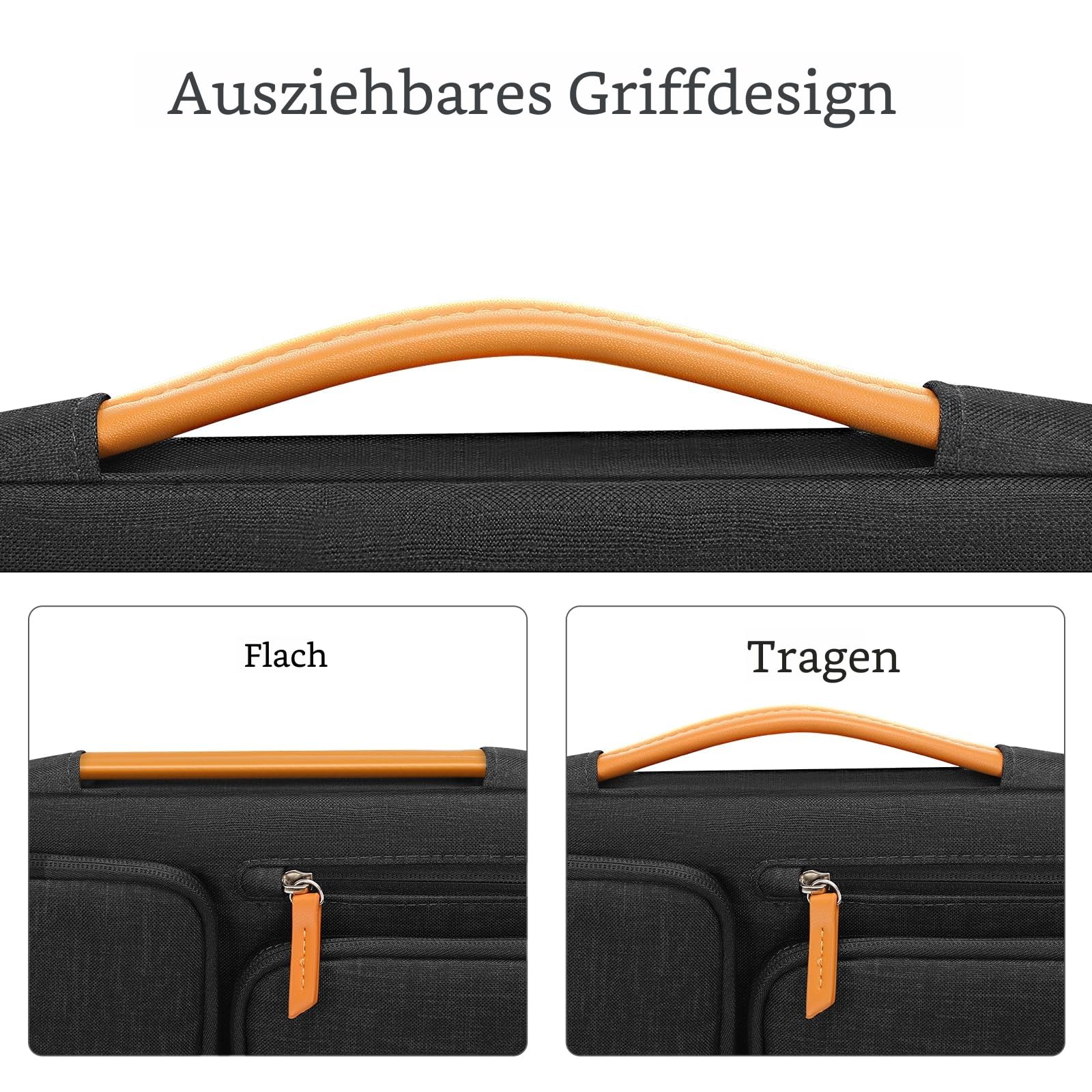 MOSISO 360 Schutz Laptoptasche 14 Zoll, 14 Zoll Laptop Tasche Hülle Kompatibel mit HP Lenovo Dell ASUS Acer, HP Dell Latitude Lenovo, Seitenöffnungtasche mit 4 Reißverschlusstasche&Griff, Schwarz