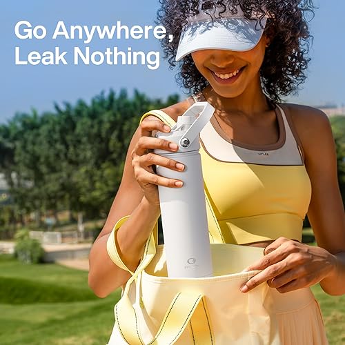 Miniatura 644 de ENCOOL Botella de agua aislada con popote, de acero inoxidable, a prueba de fugas, sin BPA, al vacío de doble pared que se mantiene fría durante 24