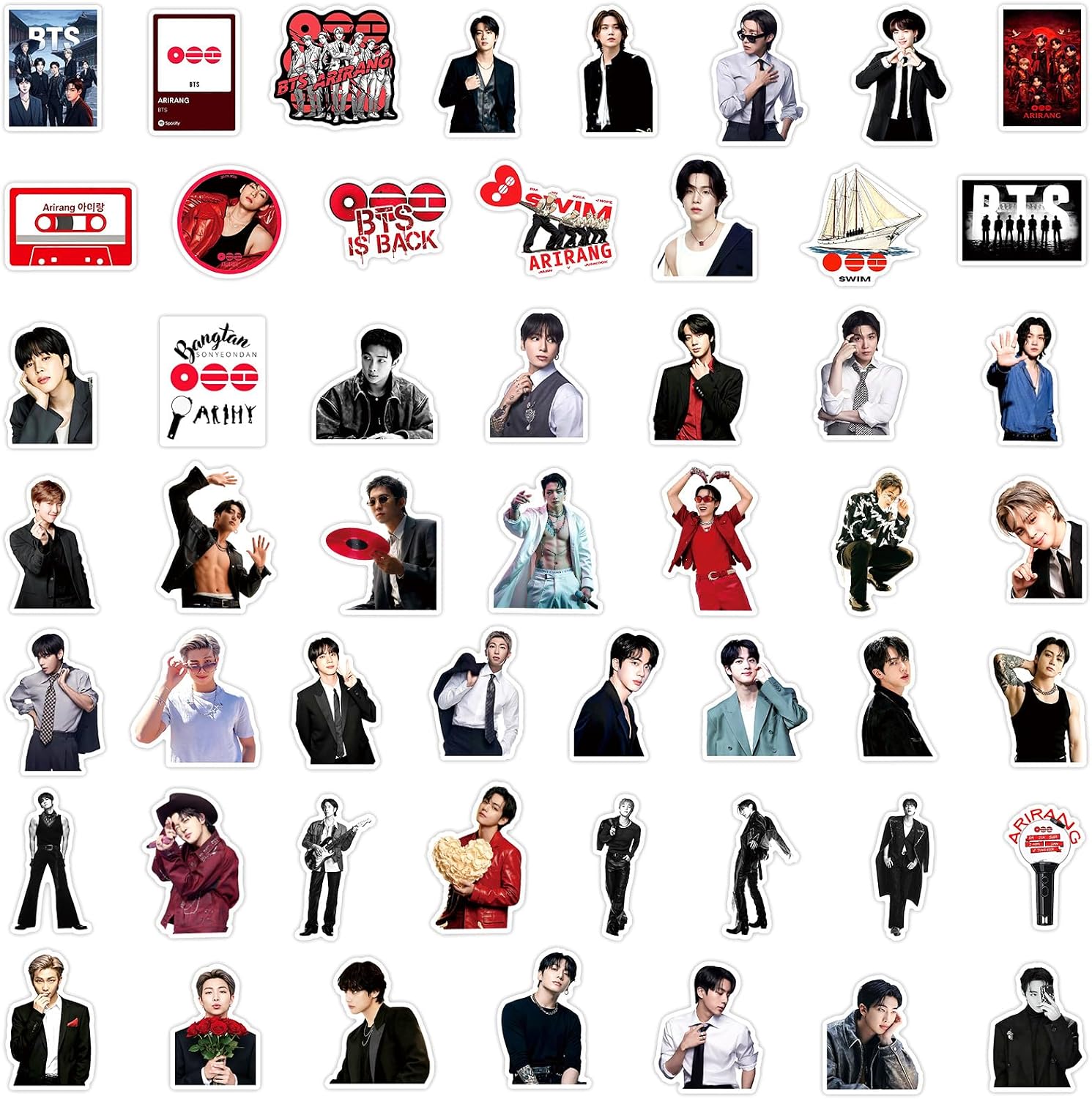 Cartoon Stickers for Kids,Vinyl Waterproof Decal for Water Bottle Laptop Toy Sticker for DIY Decorate Bumper Phone Hard Hat Kids Teens Gifts (50pcs-BTS)