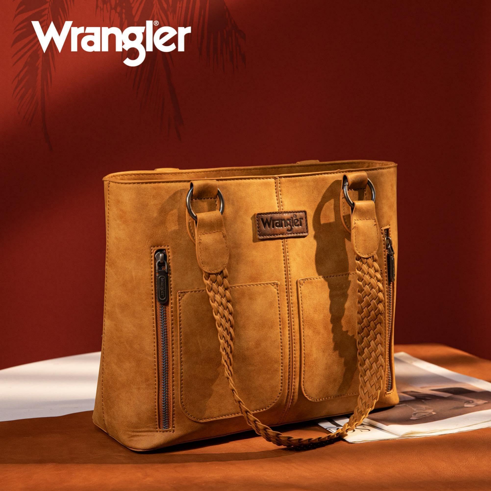 Wrangler Bolso de mano desgastado para mujer, bolso occidental con múltiples bolsillos, bolso de mano y bolso de hombro