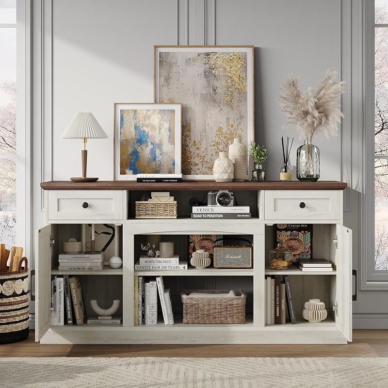 ONBRILL Farmhouse Fireplace TV Stand, TV Table with 23" Electric Fireplace image 6