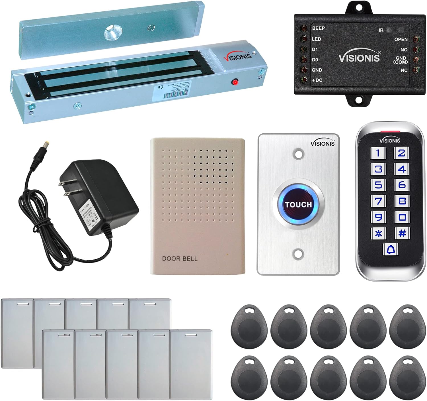 Visionis FPC-5640 door access control kit with 600lb maglock and keypad