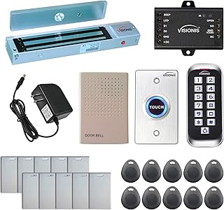 Visionis FPC-5640 One Door Access Control Out Swinging Door 600lbs Maglock + Outdoor Slim Metal Touch Keypad/Reader Standalone with Mini Controller + Wiegand 26, No Software, EM Card, 1000 Users Kit