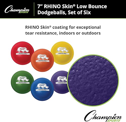 Miniatura 59 de Champion Sports Rhino Skin - Juegos de bolas de dodgeball de rebote bajo y individuales para juegos de juegos infantiles, PE, patio trasero y liga