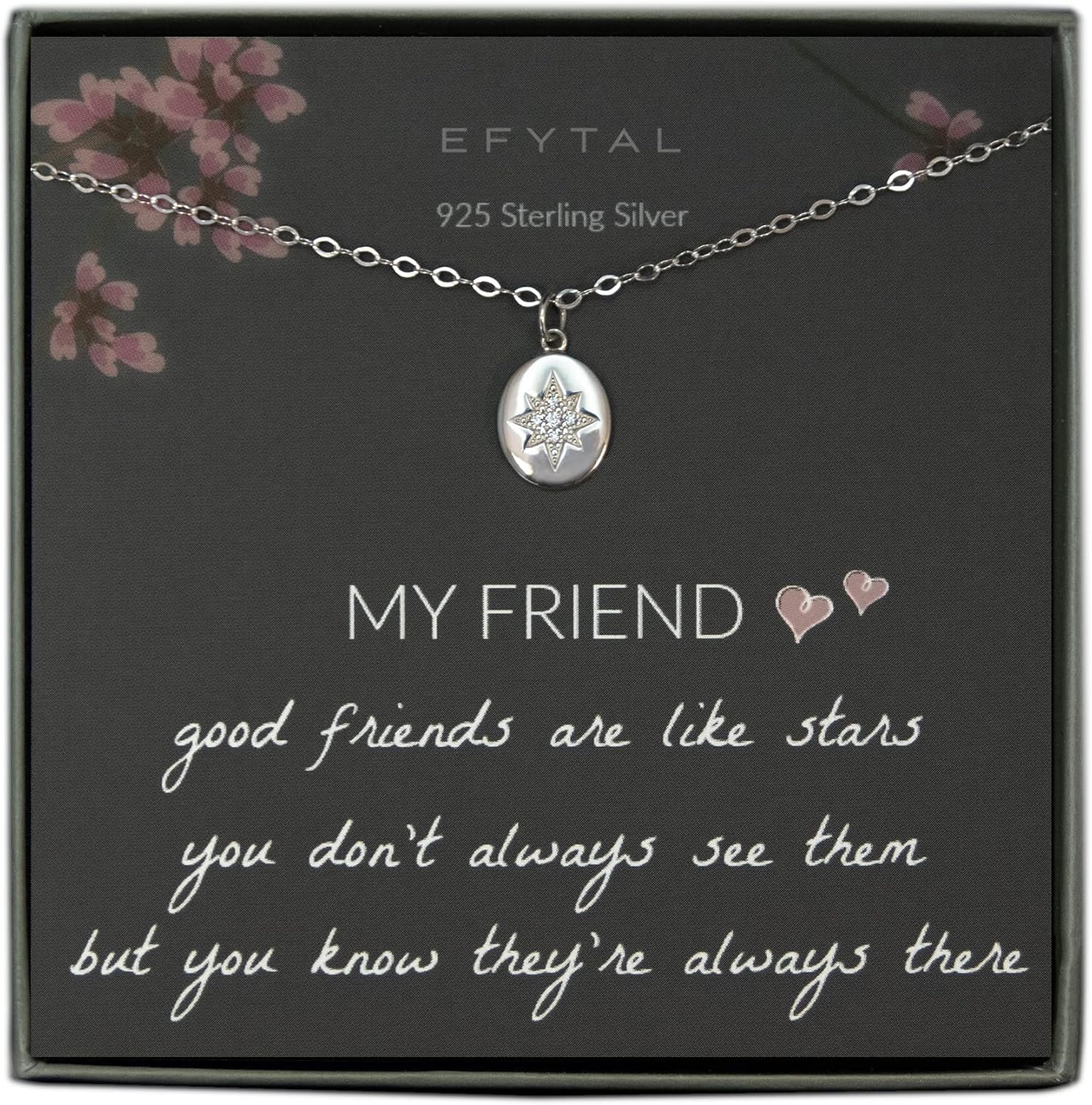EFYTAL Friend Gifts for Women, 925 Sterling Silver Star Necklace, Friendship Gifts for Women Friends, Birthday Gifts, Gifts for Best Friend, Birthday ...