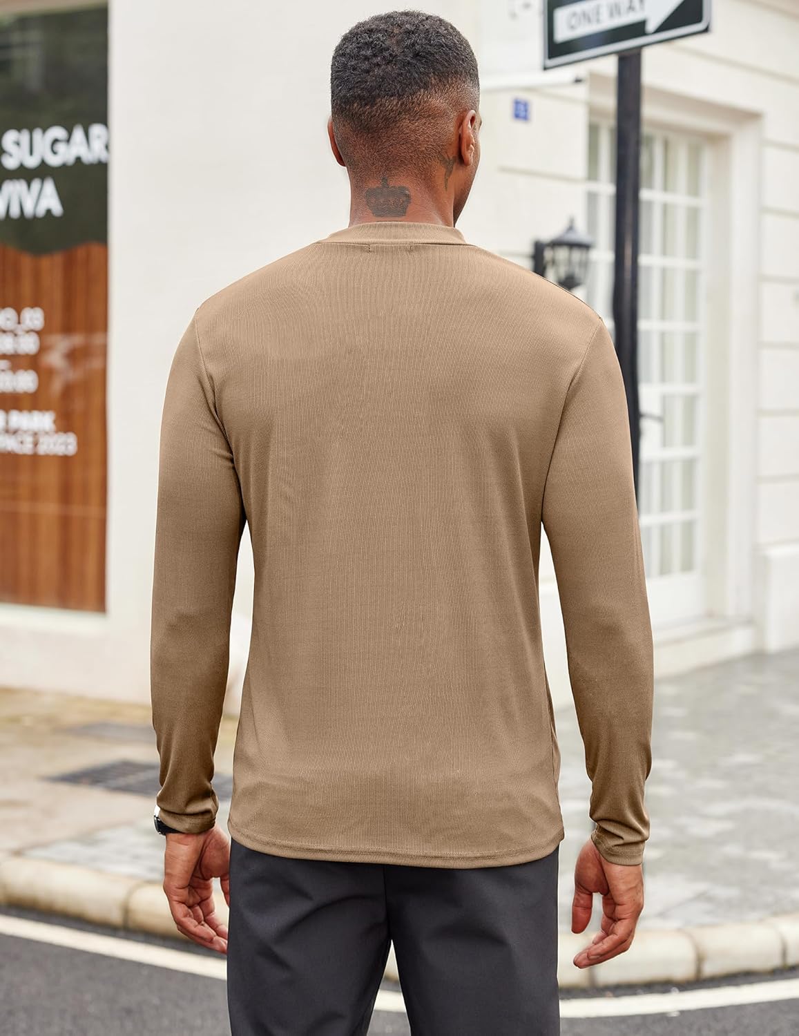 COOFANDY Men's Mock Turtleneck Long Sleeve Shirts Slim Fit Basic T-Shirt Lightweight Ribbed Pullover Sweater - Image 3