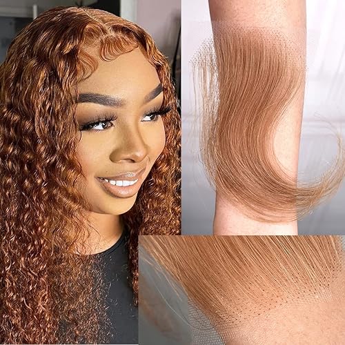 Tiras de cabello de encaje para bebé, color dorado miel, tiras de pelo de bebé de encaje HD para bordes, pelusas de color marrón claro, tiras de