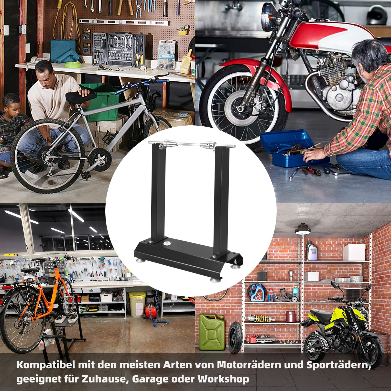 Aufun Motorcycle Bilancing Machine, bilanciamento del Bordo Pneumatico per Moto di Capra, per Quasi Tutti i Cerchi di Motocicletta e Scooter, 40x19x50 cm