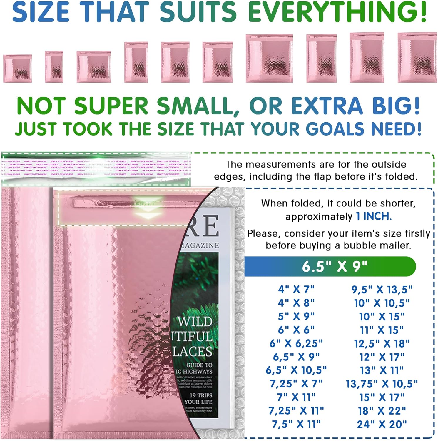 Rose Gold Metallic Bubble Mailers, 6.5 x 9 Inches. 25 Pack Metallic Bubble Envelope Mailer. Bright Padded Envelopes Waterproof. Padded Shipping Envelopes for Fragile Things. Self Seal Mailers - Image 4