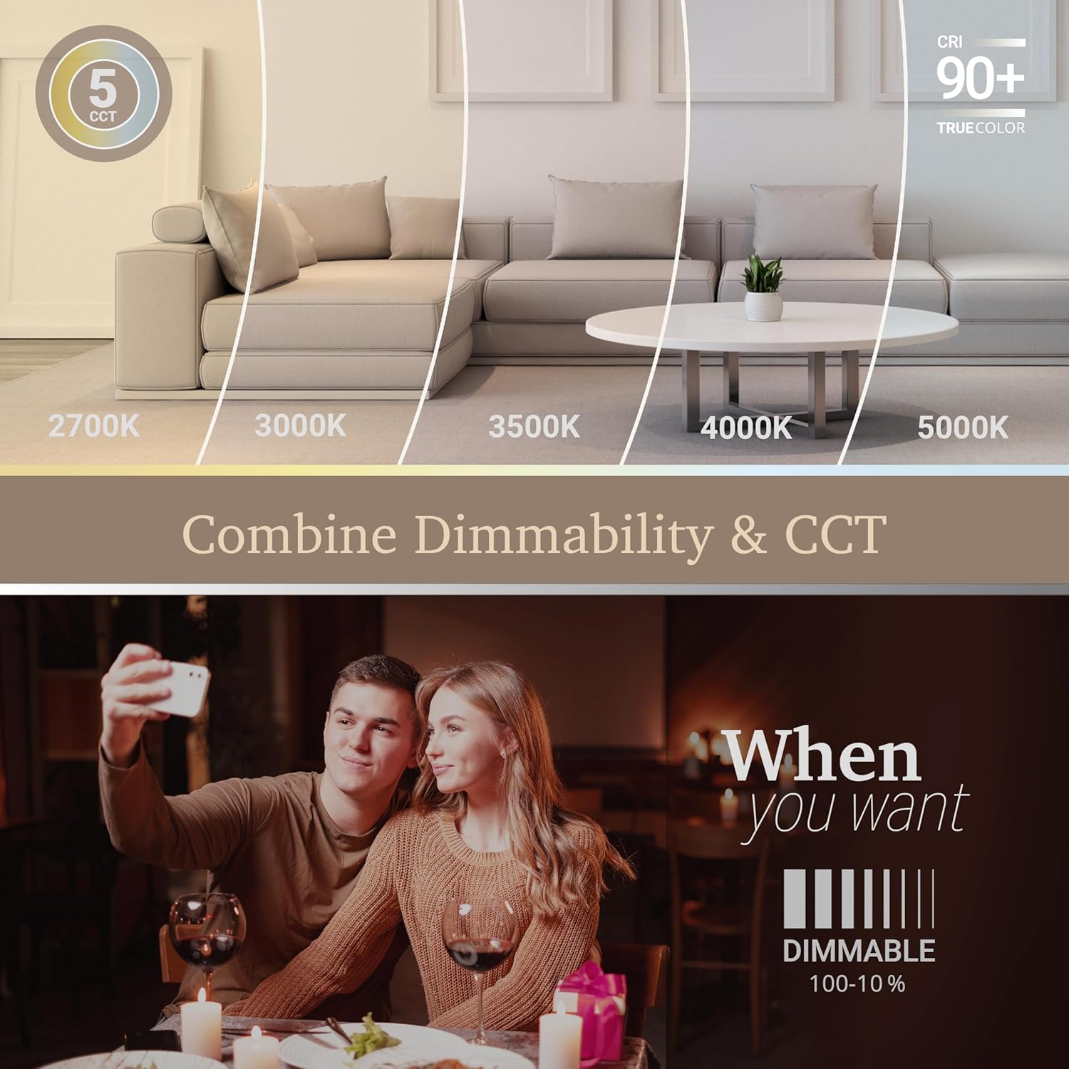 NUWATT 12 Pack, Black 6 Inch Square Retrofit Recessed Lighting, CCT 2700K/3000K/3500K/4000K/5000K Selectable, 1100 Lumen 14W, Dimmable, 6in Black Square LED Can Lights, 6" Square Light, ETL, Wet Rated