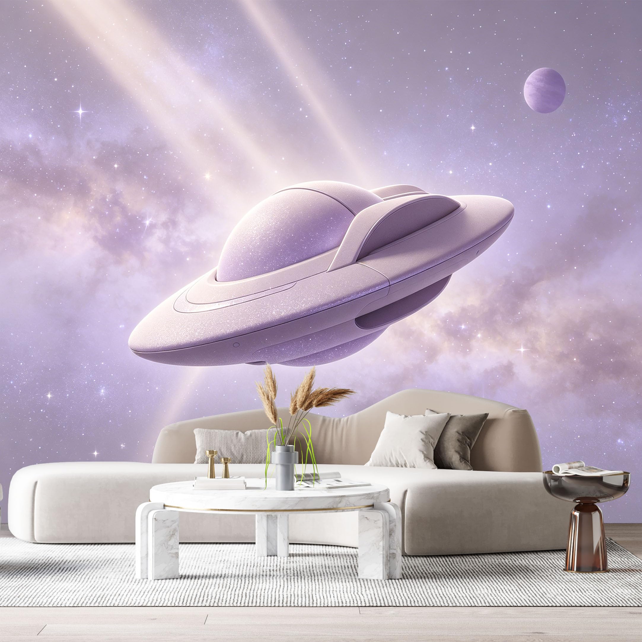 Custom Size Wall Mural Futuristic Spacecraft Galaxy Scene SelfAdhesive Art Prints Removable Large Wallpaper Boy Bedroom Esports Room Game Room Tenant Room Studio