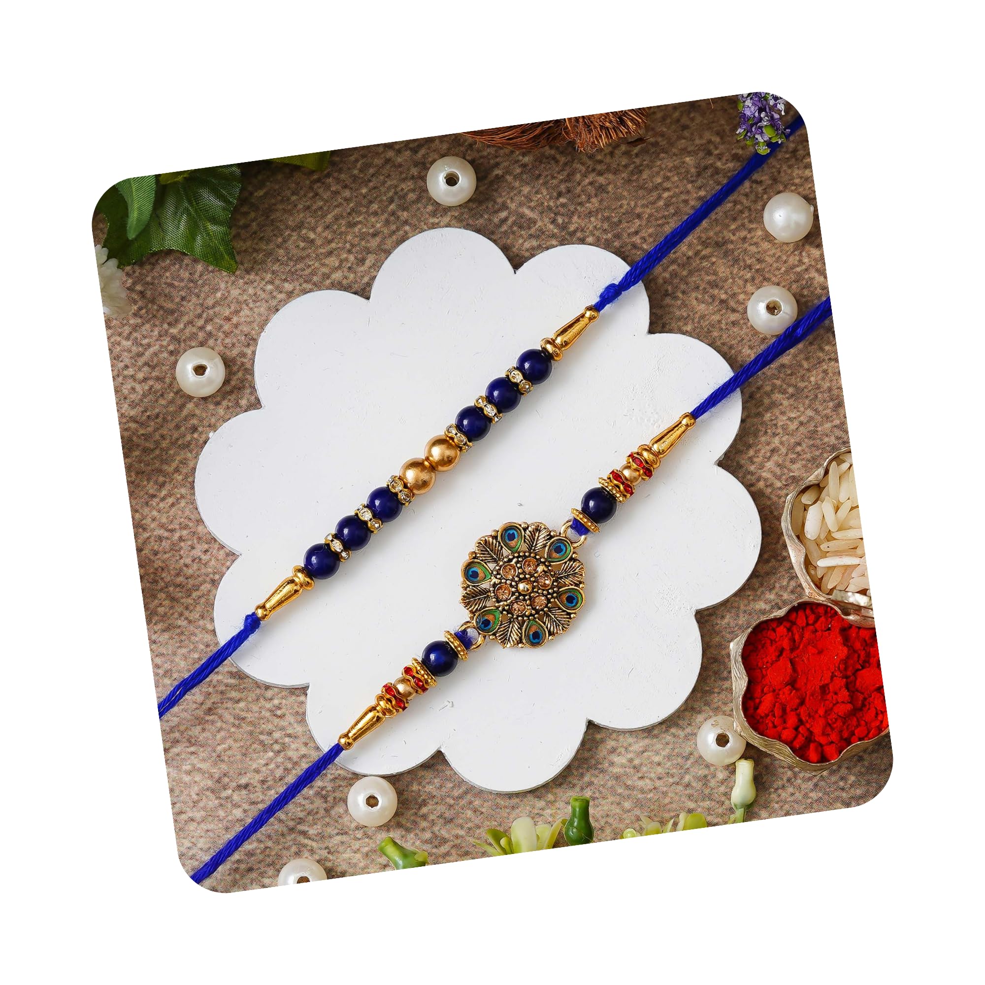 ecraftindia Set of 2 Designer Rakhis For Men with Roli Chawal Pack - Rakhi for Brother-picture-28
