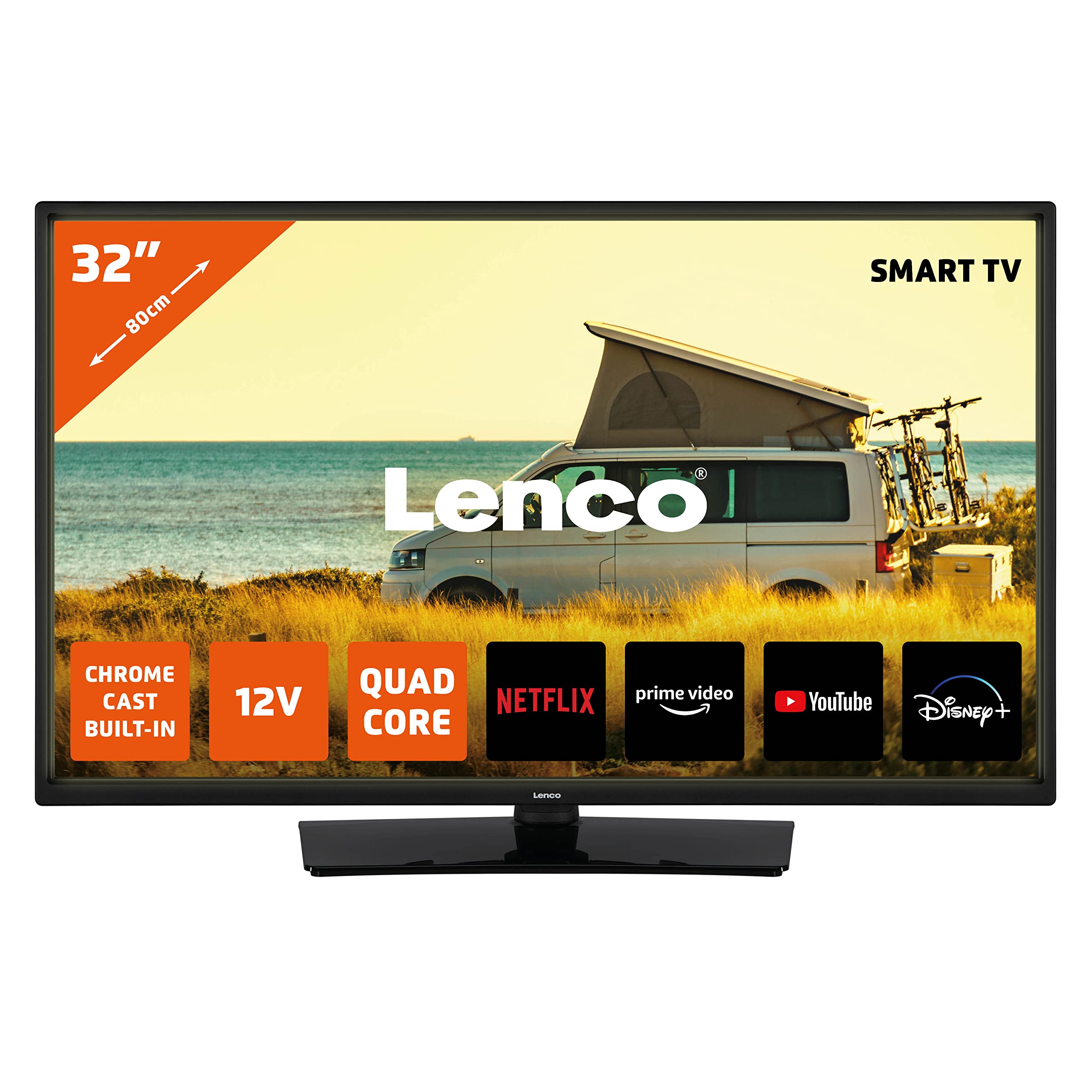 Lenco LED-3263BK (V2) – Smart TV Android de 32" (81 cm), HD Ready, Chromecast, HDR, Wi-Fi, 3X HDMI, Bluetooth, Entrada 12V - Negro