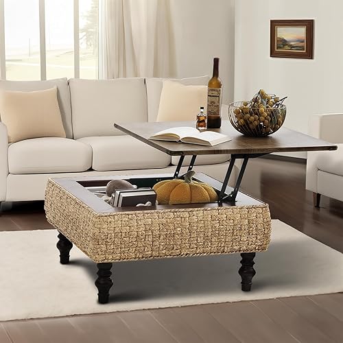 31.5" Lift Top Coffee Table for Living Room, Square Farmhouse