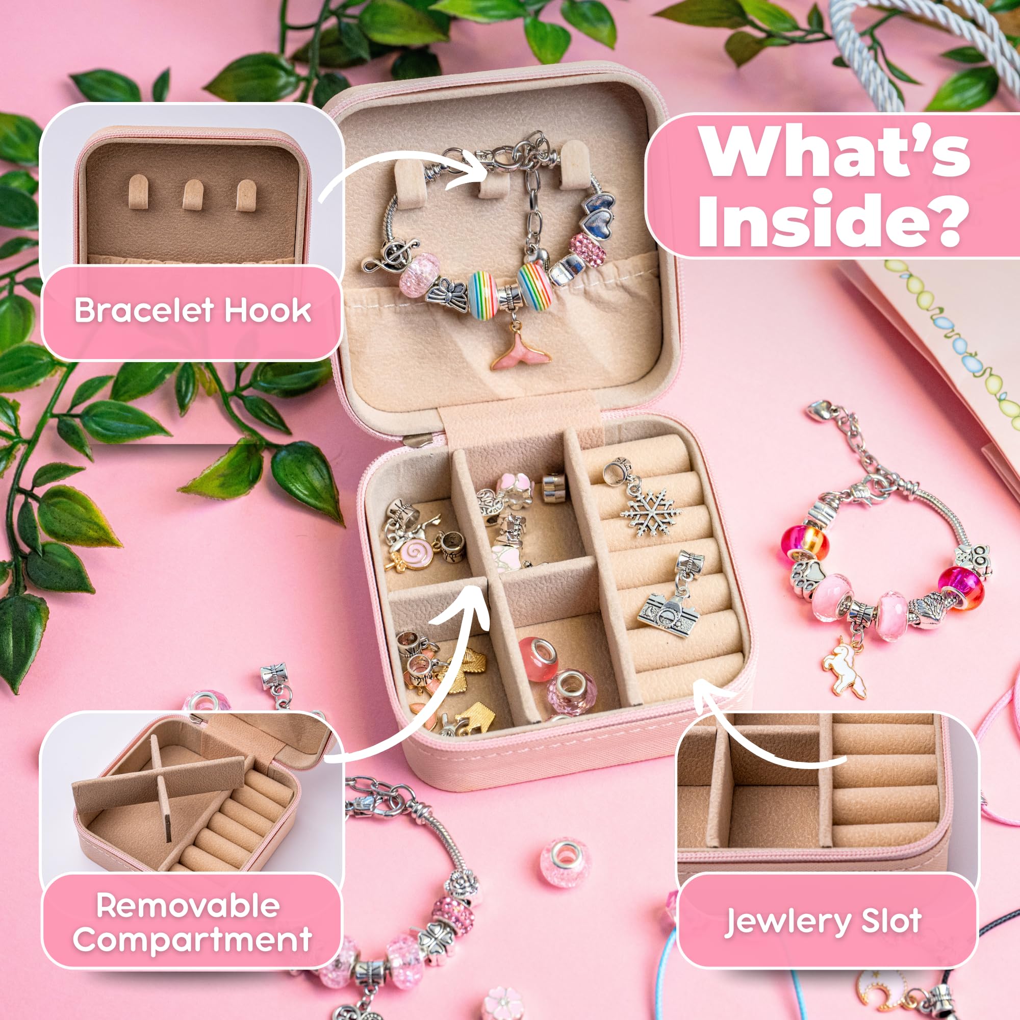 ARTZII Kit per la creazione di braccialetti tutto in uno per bambini, gioielli da principessa, ciondoli per bracciali, perline per braccialetti kit artigianali, accessori divertenti e facili per la