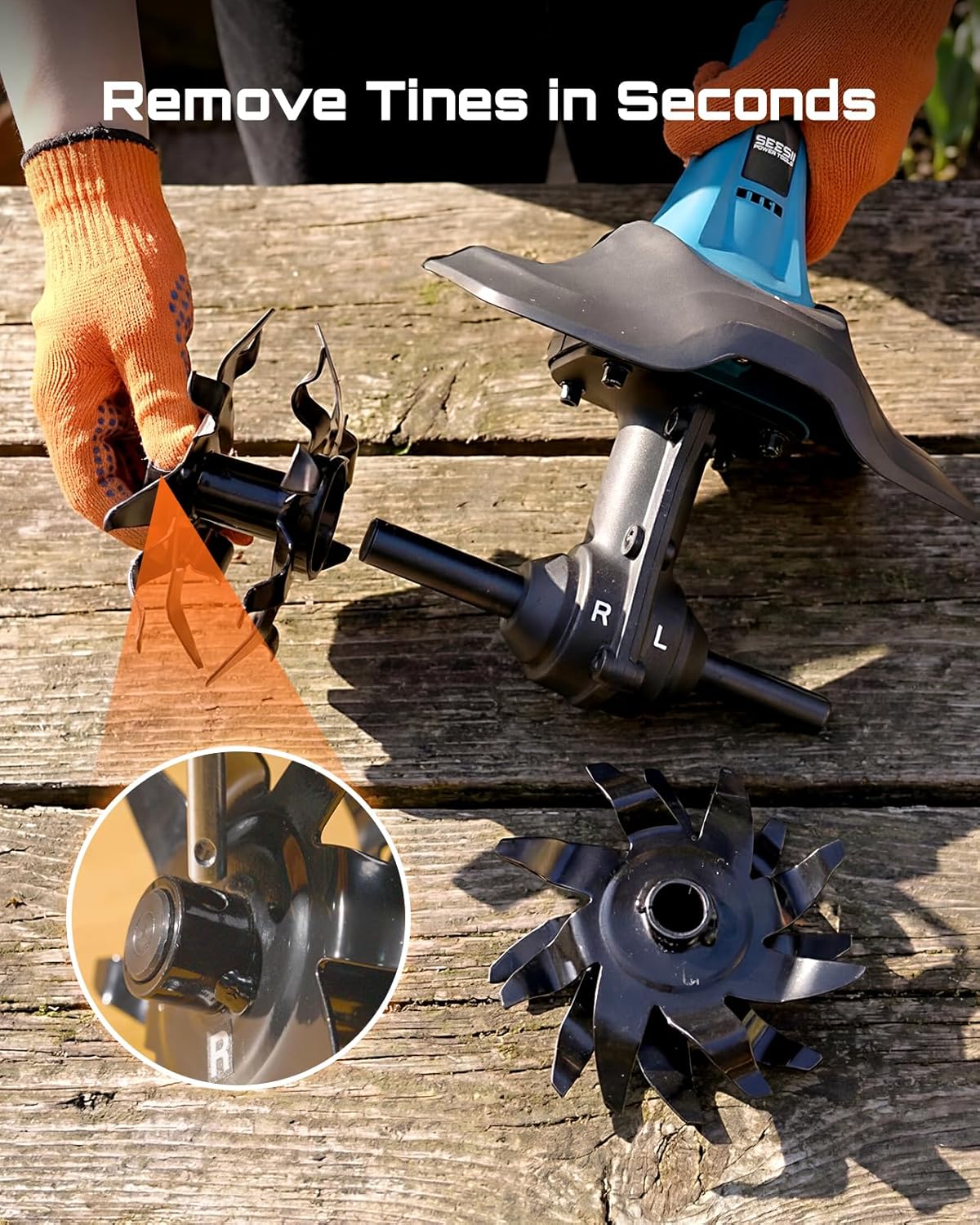 Cordless Tiller Cultivator for Gardening, 20V Electric Garden Rototillers with 2x4.0Ah Batteries, 9In Tilling Width,7In Depth, Adjustable Handle, Battery Powered Small Tiller for Soil/Cultivating/Lawn