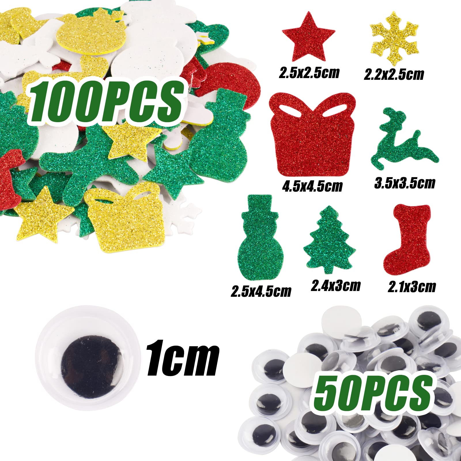 COLOFALLA Weihnachtsaufkleber Gold Glitzer - 5 Blätter Mit Baum & Sternen Motiven, Für Geschenke & Basteln