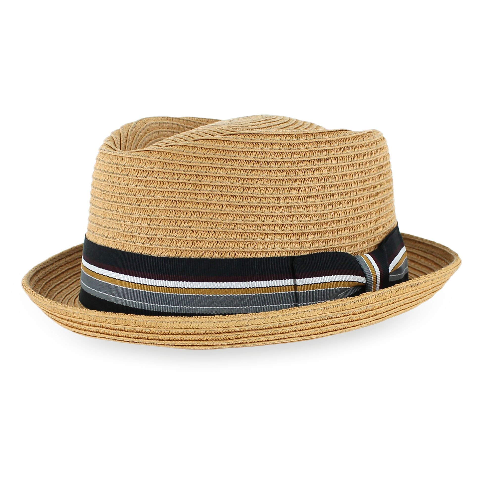 Hats in the Belfry Summer Straw Stripe Jazz Tan, Large