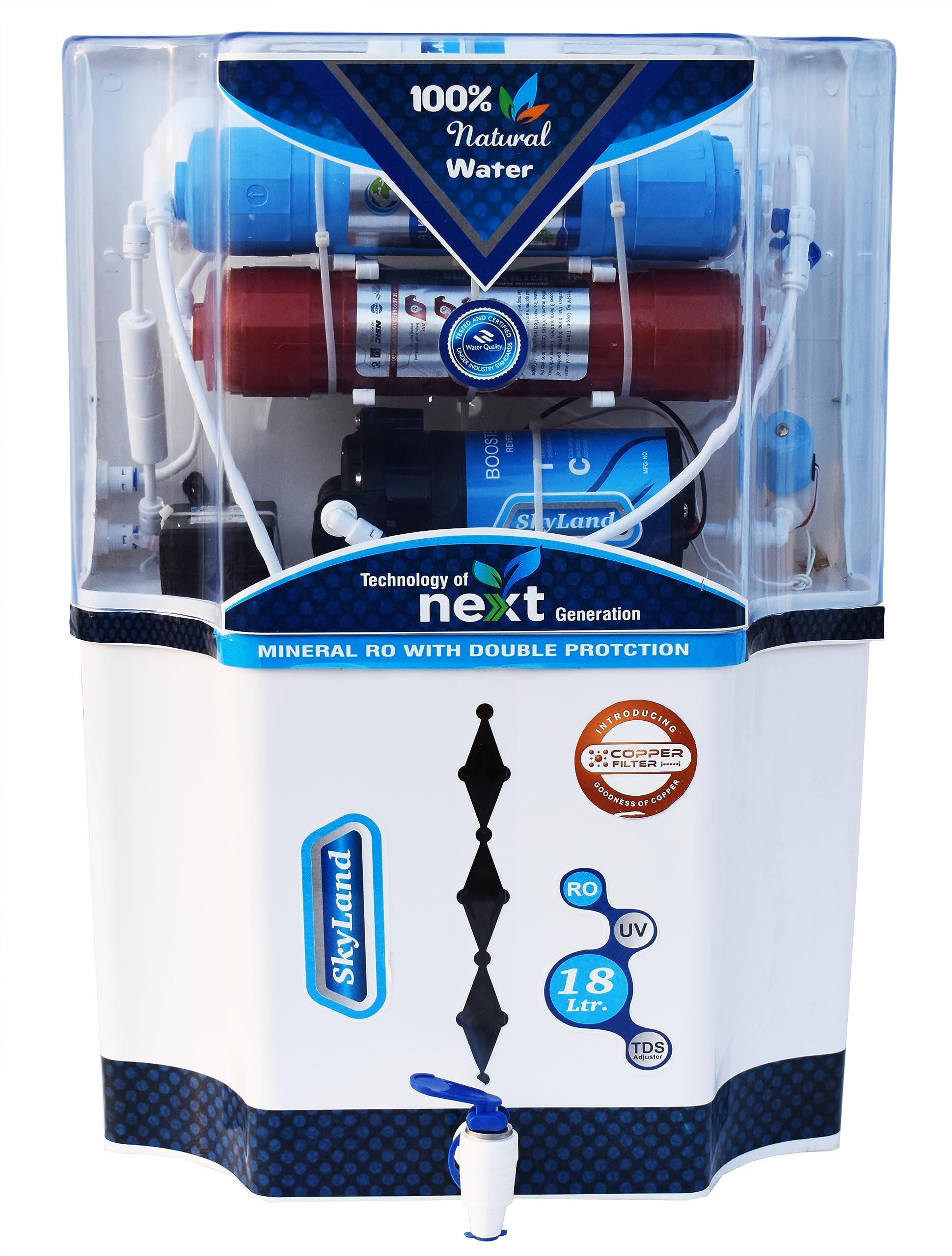 AQUAFRESH® Skyland Combo Model 18 Ltr Copper Filter + Alkaline Vitamin B12 + Ro + Uf + Tds Water Filter Copper Filter +Alkaline Vitamin B12 18 L Ro + Uf + Tds Water Purifier (White & Blue)-image-14