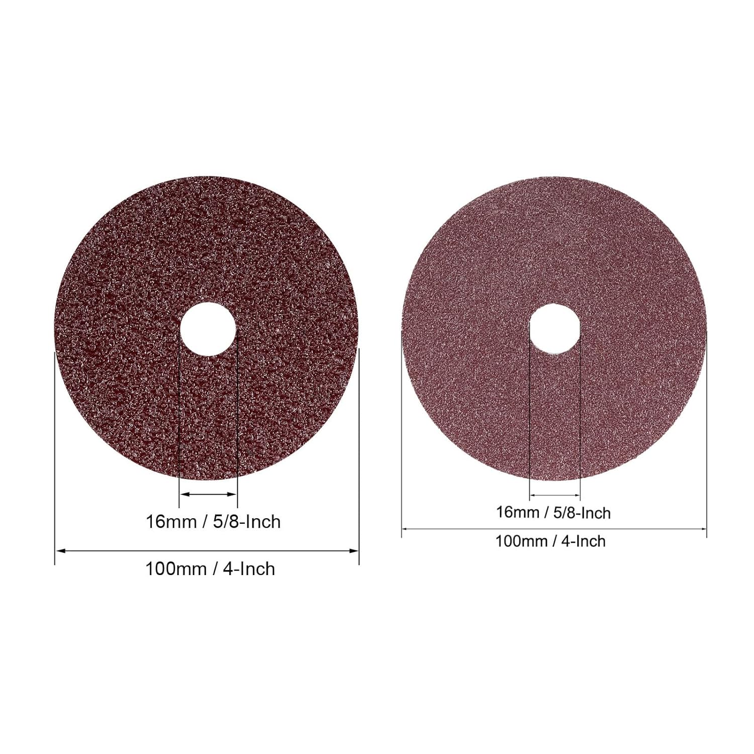 uxcell 4-Inch x 5/8-Inch Aluminum Oxide Resin Fiber Discs, Center Hole 36 Grit 80 Grit Sanding Grinding Discs, 10 Pcs
