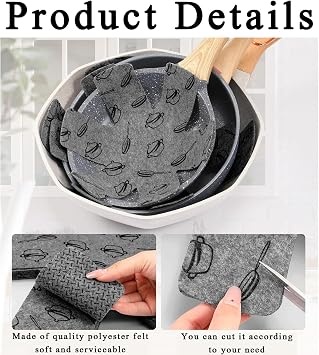 16pc Non-Slip Pan Separators - 4 Sizes, Saucepan Protectors Suitable For Cooking And Dining