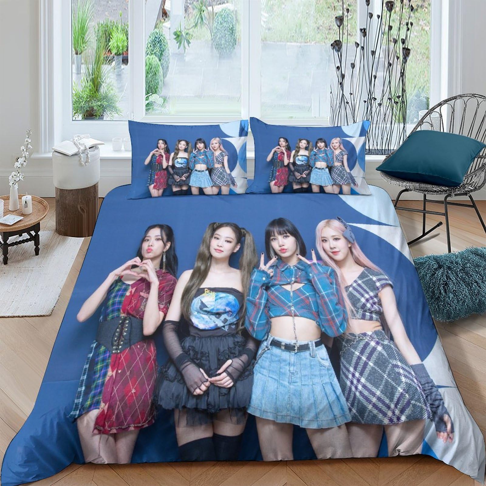 Housse de couette Blackpink 200x200 parure de lit zippée pour un enfilage rapide