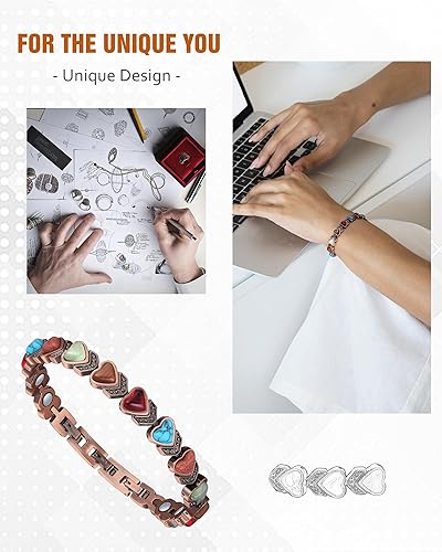 Miniatura 4 de Jecanori Pulseras magnéticas de cobre eficaces para mujeres y hombres, pulsera magnética ultra resistente con herramienta de tamaño