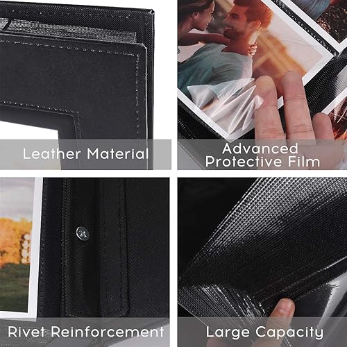 Miniatura 5 de RECUTMS - Álbum de fotos de 4 x 6 pulgadas, 600 bolsillos horizontales y verticales, 5 por página, páginas negras, cubierta de piel, extragrande,