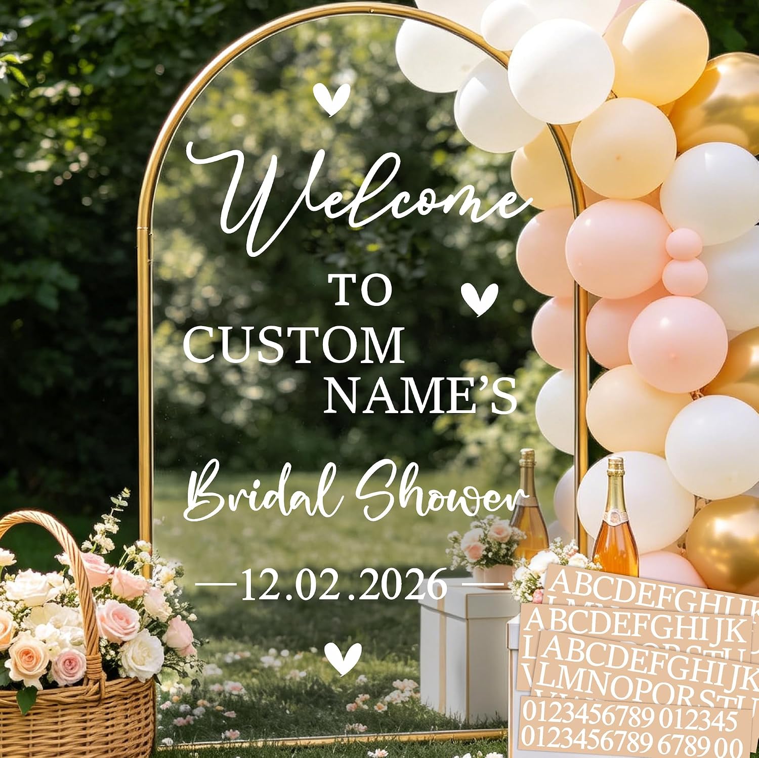 Bridal Shower Welcome Sign for Mirror Decals Custom Wedding Vinyl Letters | Welcome to bridal shower sign, removable decal party entry reception, for bachelorette engagement marriage backdrop banner