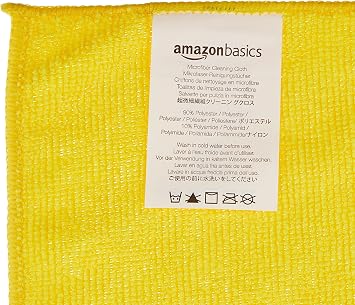 Amazon Basics Microfibre Cleaning Cloth, Pack of 12, Multi Color, Blue, Orange & White, 30.5 cm x 40.6 cm