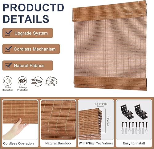 Vista 73 de Sunbox Persianas romanas sin cordón, de tela para oscurecer la habitación, persianas romanas para ventanas, puertas, puertas francesas, ventanas