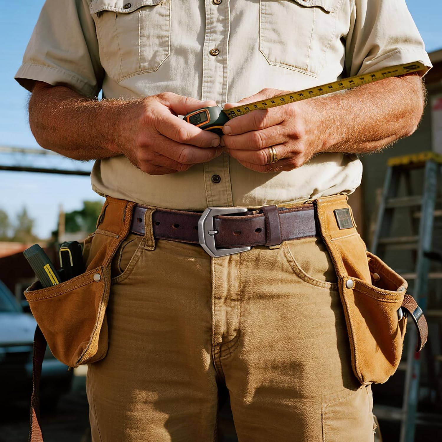 Genuine Leather Belt for Men Women Handmade Heavy-Duty Work Belt Leather Men's Belts | Jeans/Casual/Christmas Gifts - Image 2