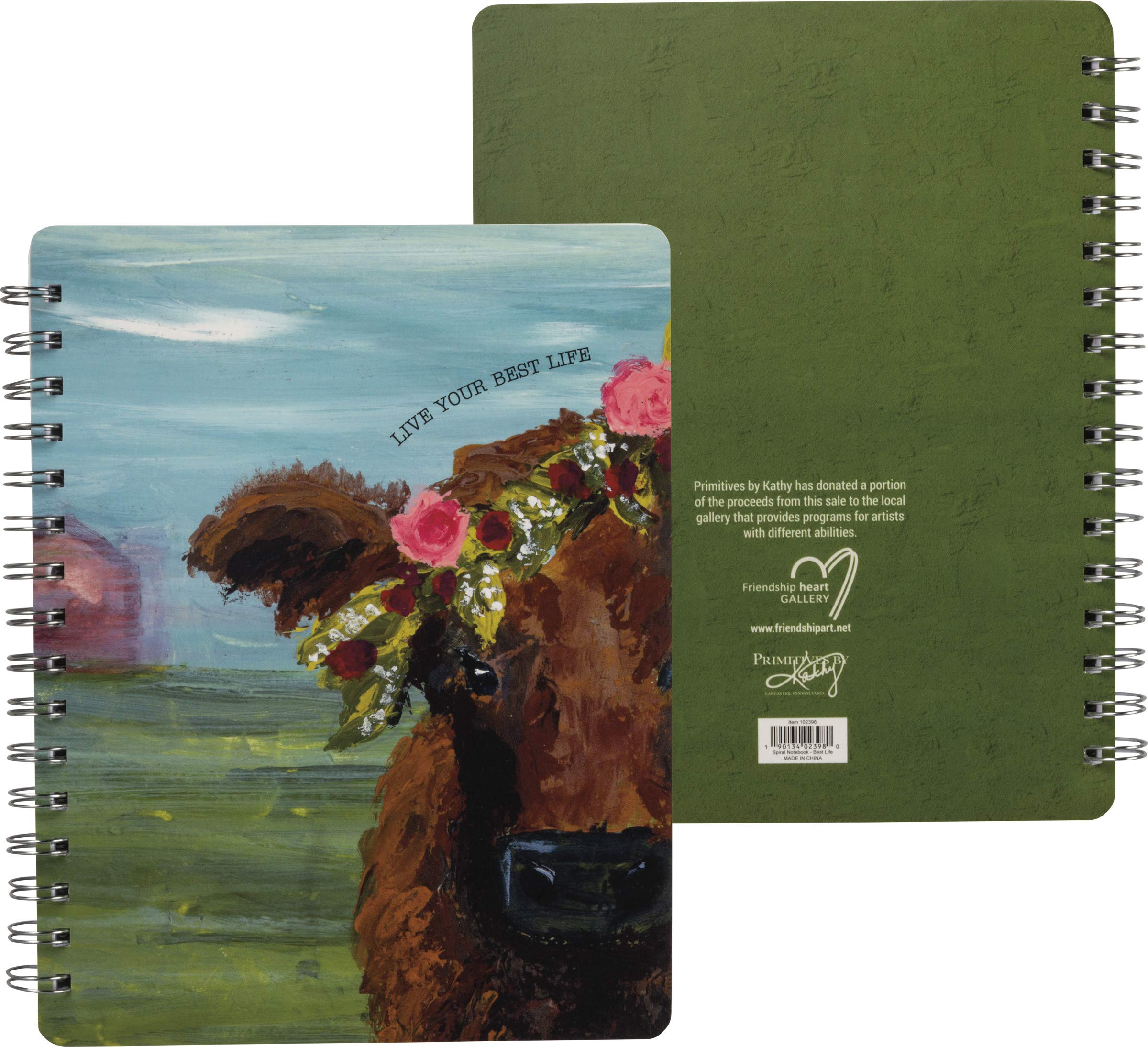 Primitives by Kathy Dostluk Kalp Galerisi Spiral Defter, 7" x 9", En İyi Hayatınızı Yaşayın