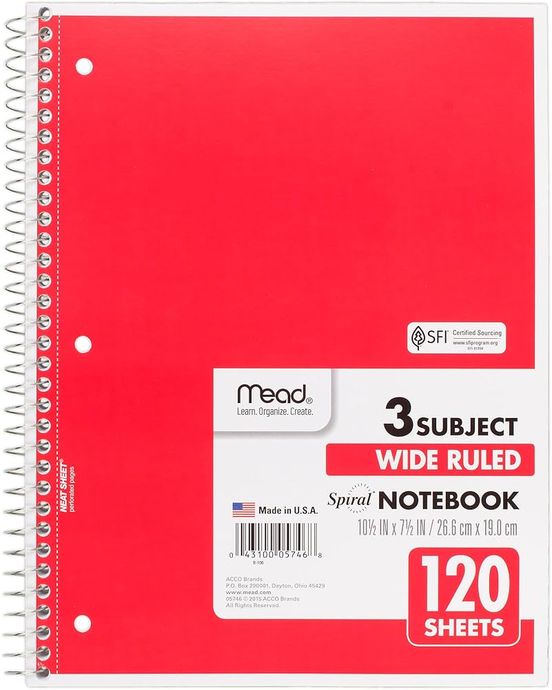 その他 m.research.co.3 Wired® 3 Subject Poly Wirebound Notebook College Rule,120ct
