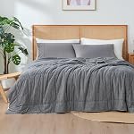 Amélie Home Refroidissement Comforter Queen Size, Couverture de refroidissement légère double-side pour les personnes à sommeil chaud, Q-Max 0.43 Refroidissement respirant pour les sueurs de nuit, 90" x 90", Heather Charcoal Grey