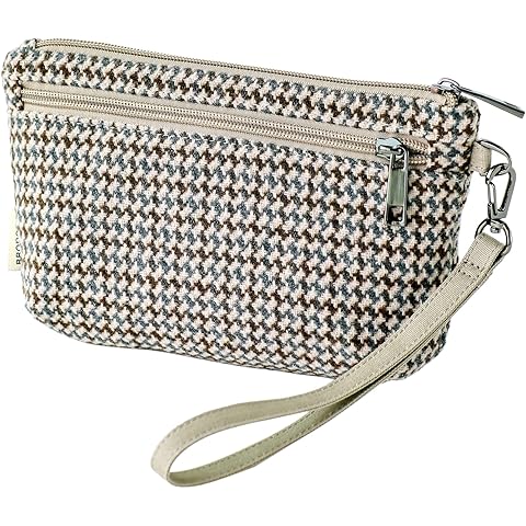 Small Wristlet Wallets for Women, Zip Clutch Bag with Wristlet Pouch, 3-Zipper Orig...