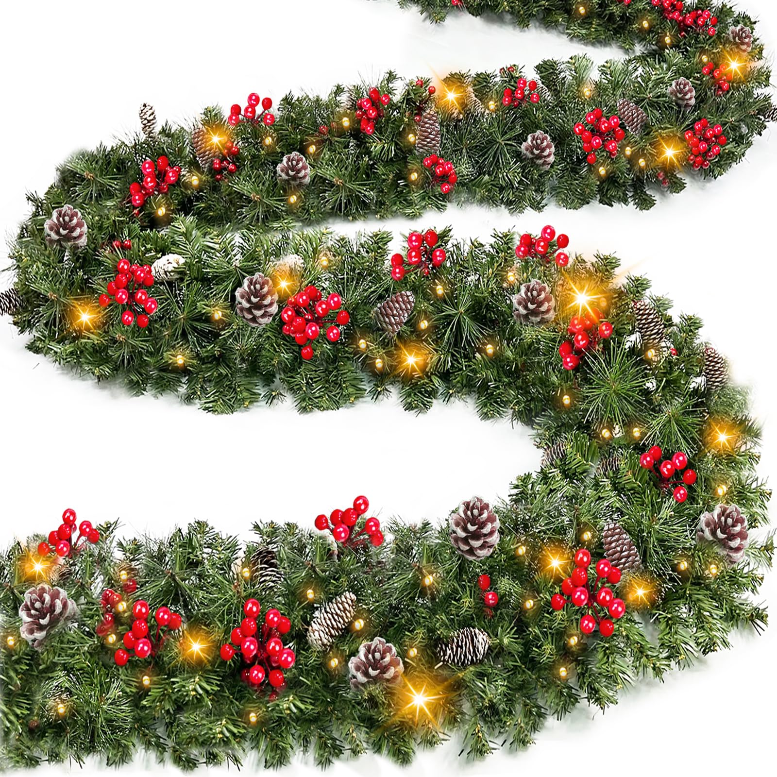 Guirlande de Noël TURNMEON pour rampe escalier et cheminée décoration maison