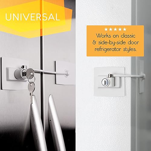 Vista 4 de Paquete de 2 candados Guardianite prémium para refrigerador con cerradura con llave integrada (paquete de 2 unidades)