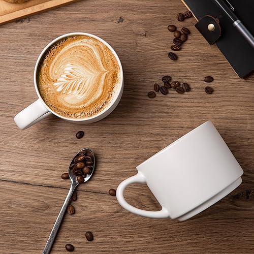 Miniatura 3 de GBHOME Juego de 6 tazas de café de 14 onzas, tazas de café de cerámica apilables para hombres, mujeres, papá, mamá, tazas de café modernas con asa