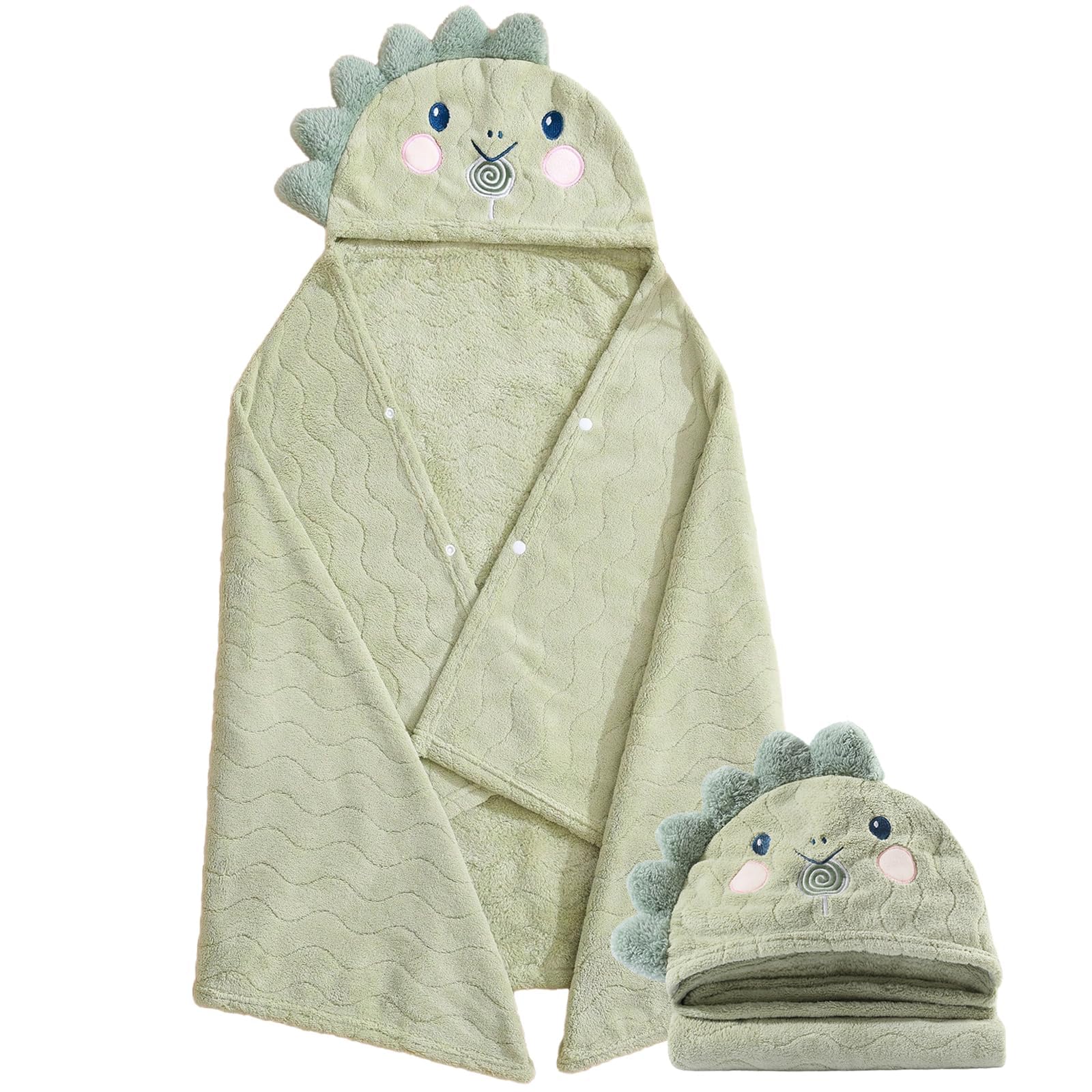 Toddler Hooded Bath Towel 27.5"X55" Unisex Baby Towels Ultra Absorbent Soft Boys Girls Bathrobe Kids Shower Set Gift for Babies, Infant, Newborn Essential (Dinosaur)