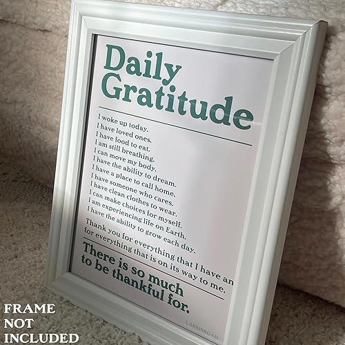 Miniatura 2 de LARKINROAD Póster de gratitud diaria verde  8 x 10 pulgadas, impresión sin marco