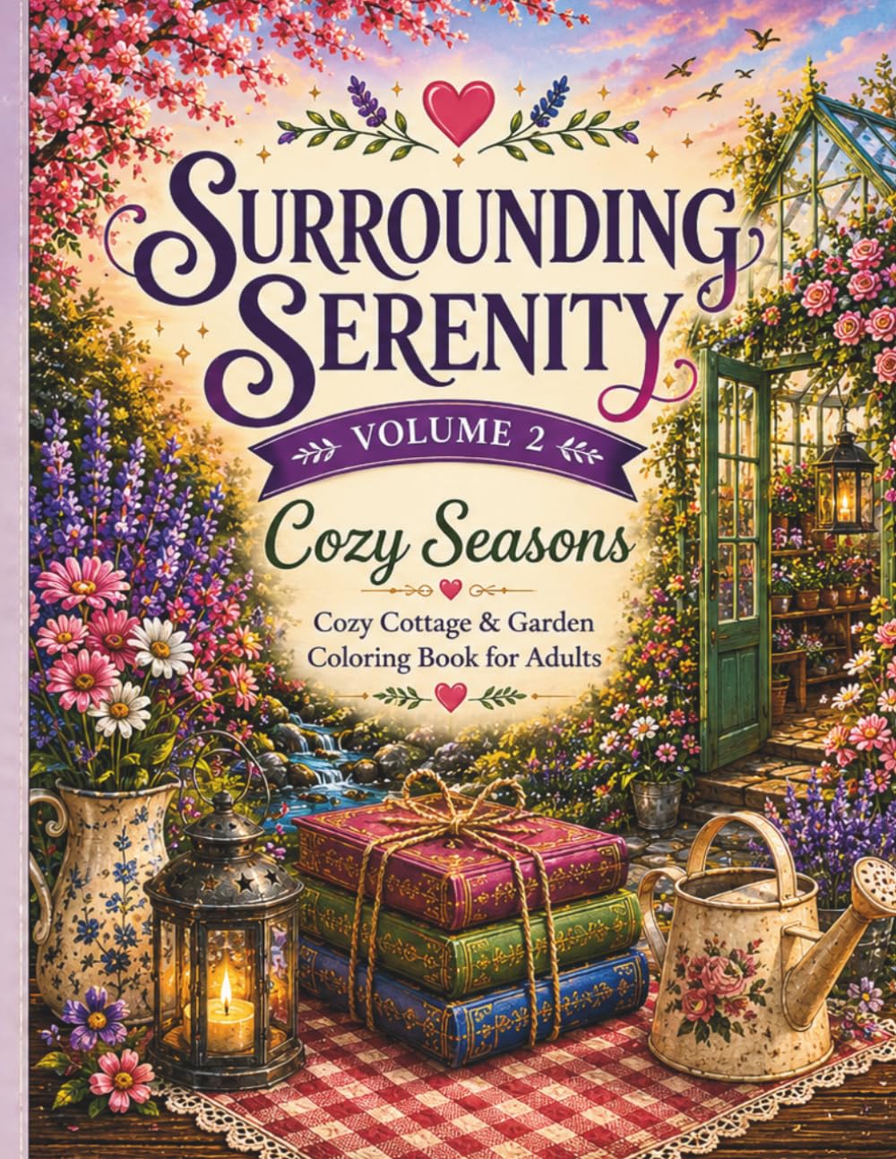 Surrounding Serenity Volume 2: Cozy Seasons: Cozy Cottage & Garden Coloring Book for Adults