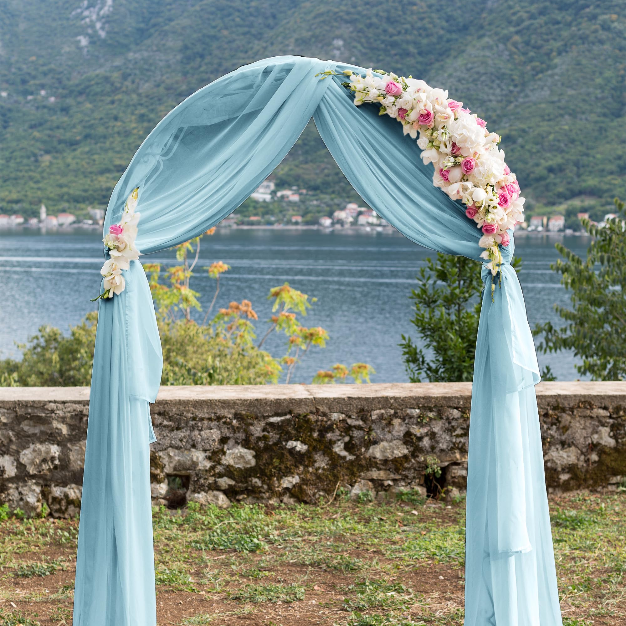 Rideau En Tulle, 130 X 550cm Tenture, Voilage Drapés Mousseline De Soie Pour Arche De Mariage, Décoration De Cérémonie, Fête, Rideau De Gaze