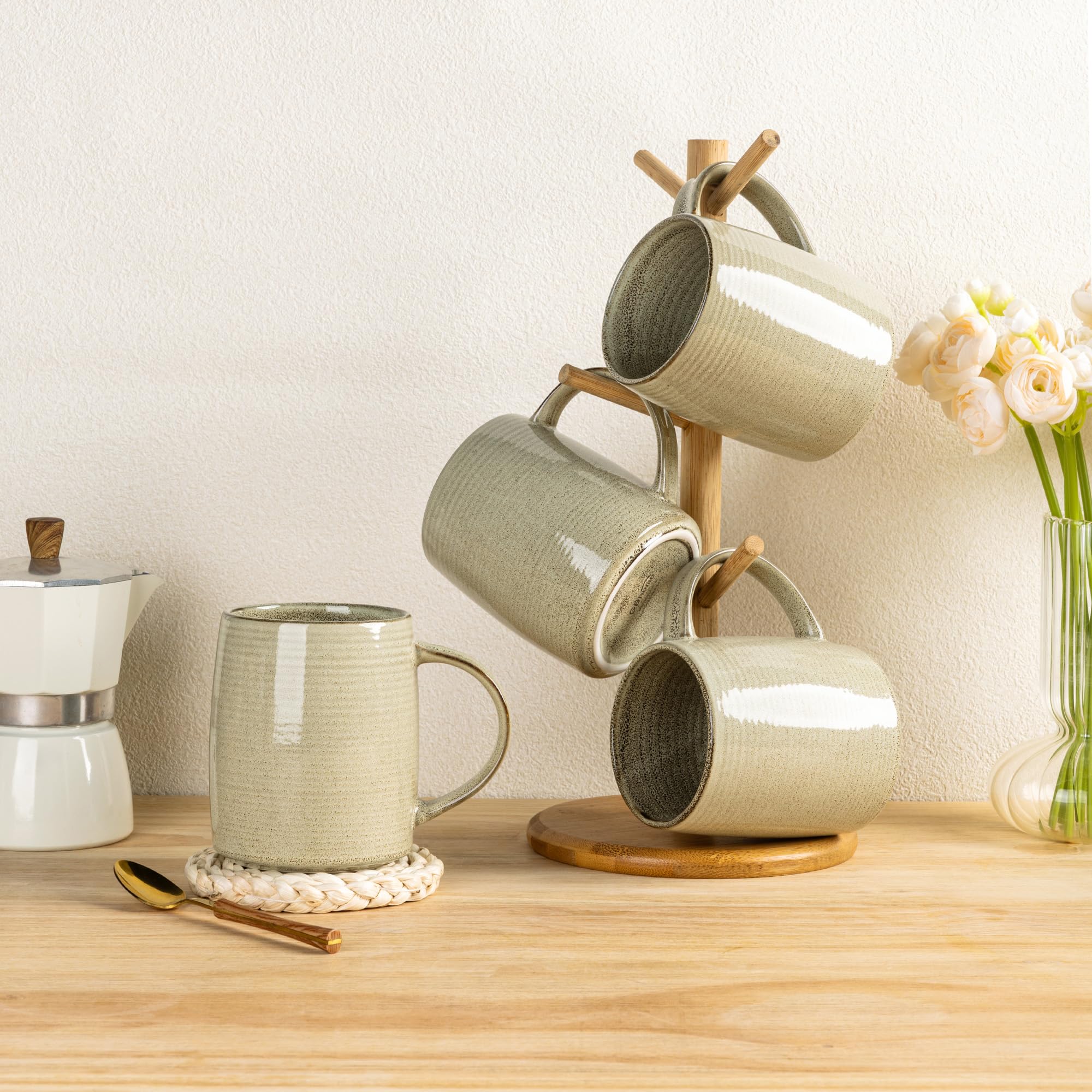GBHOME Grande set di tazze da caffè da 6 pezzi, 18 oz (circa 500 ml) in ceramica fatta a mano con colori sfumati, ideale per latte, tè, birra e cioccolata calda, lavabile in lavastoviglie e adatta al