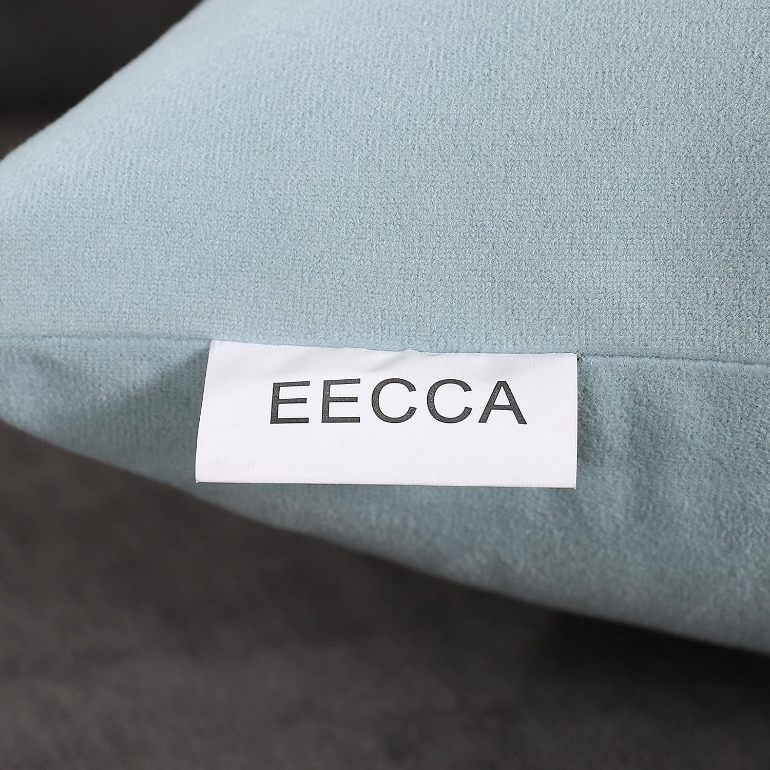 EECCA Matte Soft Velvet Throw Pillow Cover Square Pillow Cases Decorative Pillow for Bedroom Living Room Cushion Cases Bed Sofa and Car,Aqua,16x16 Inches