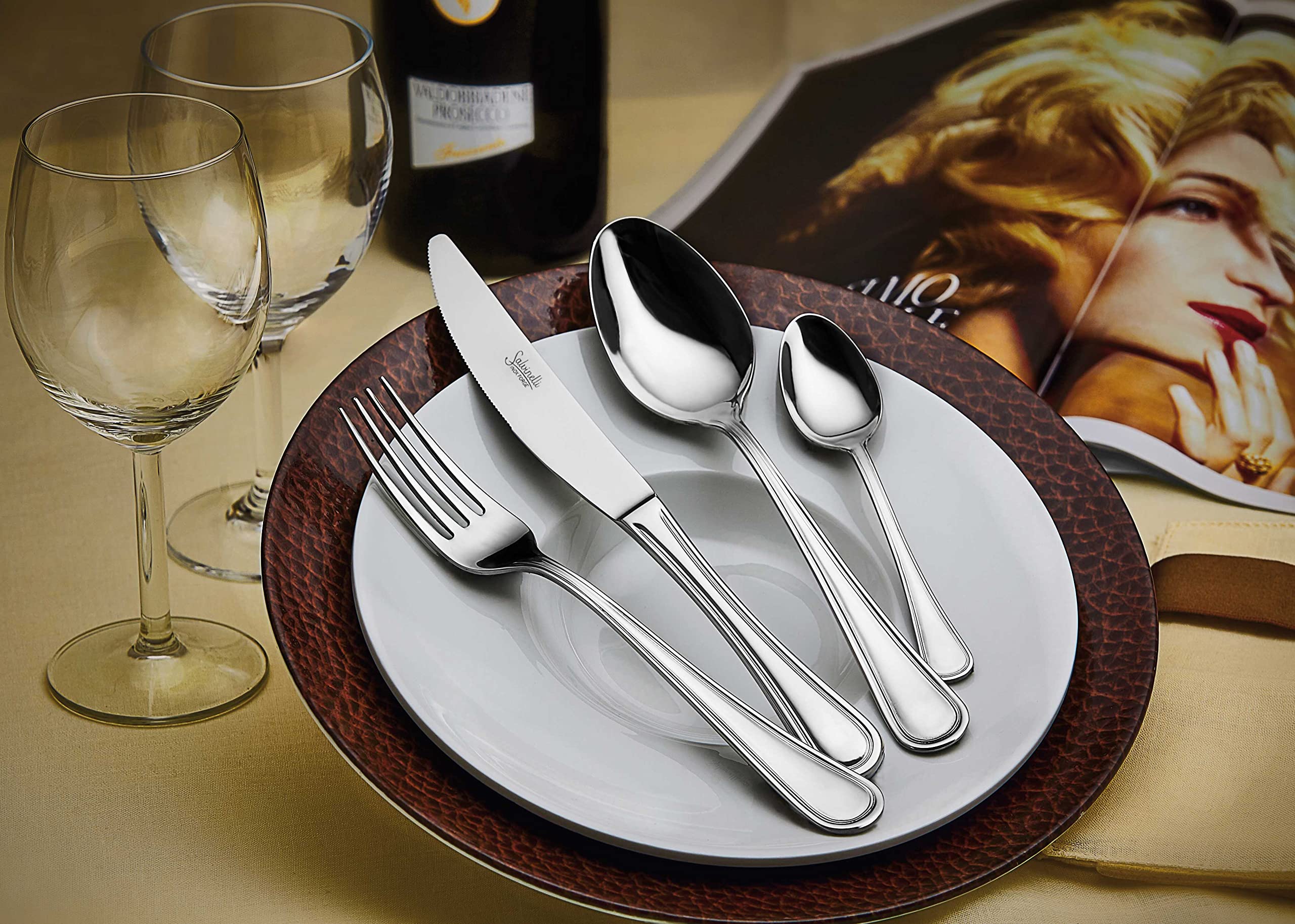 Salvinelli Queen Set Cucchiai Frutta Acciaio Inox 18/10, Cucchiaio da Frutta 12 Pezzi, Spessore 2,5 mm, Made in Italy, Finitura Lucida
