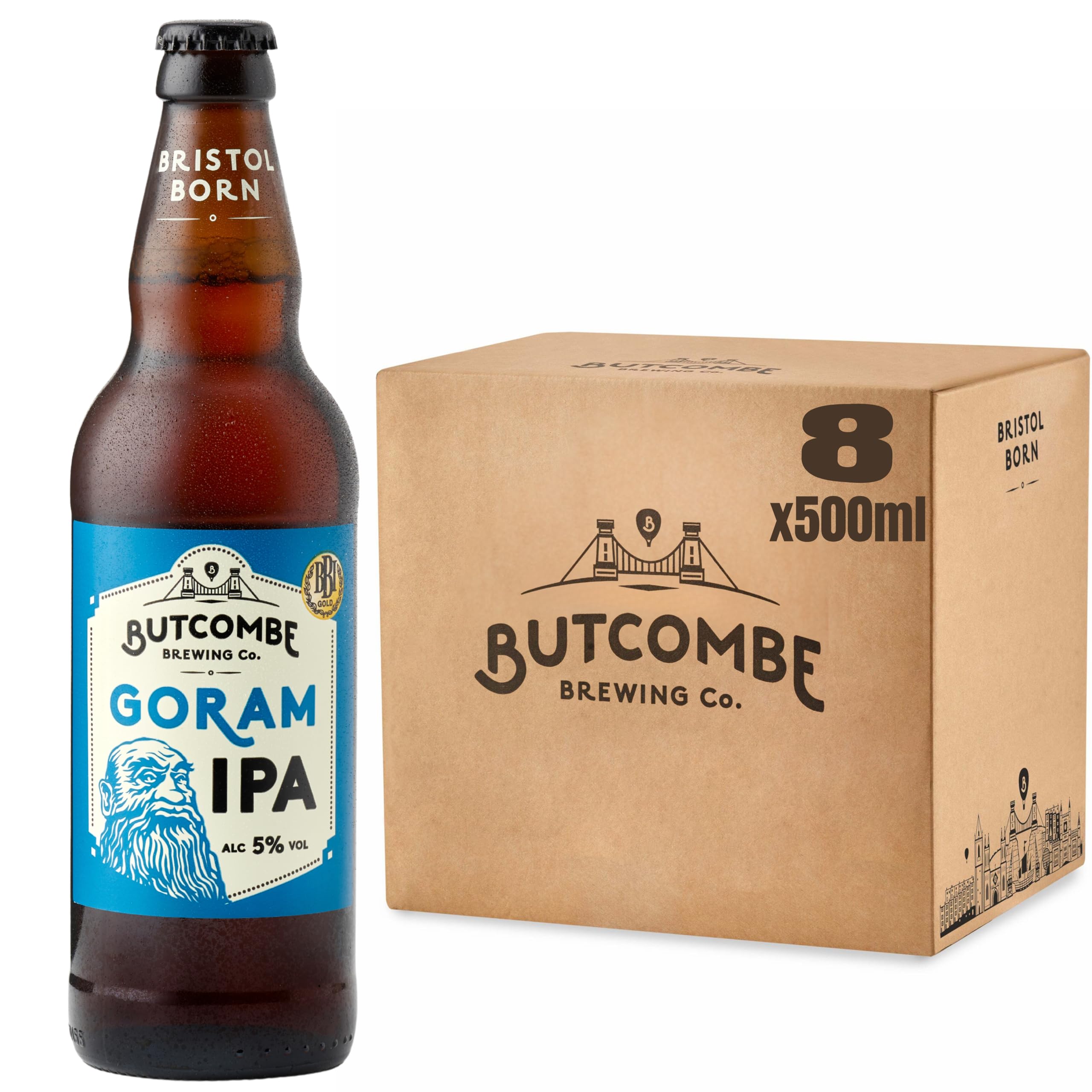 Butcombe Brewery, Goram IPA Beer Bottles, Vegan Friendly, Fruit, Citrus and Bitter Notes, 8 x 500ml