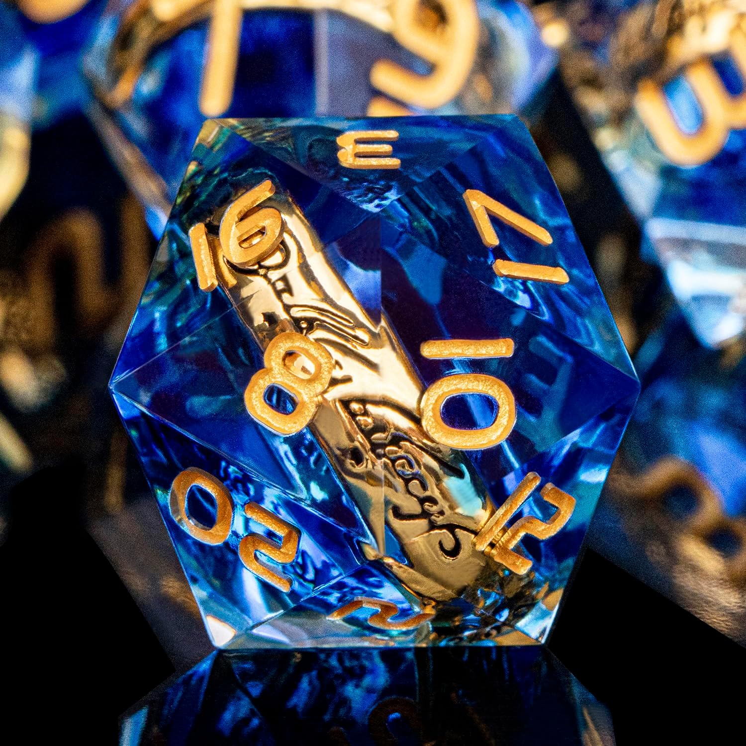 Magic Golden Ring DND Dice Set Sharp Edge Red Resin Dice with Box, for use with RPG D&D Tabletop Games Lord D and D Polyhedral Dice Set